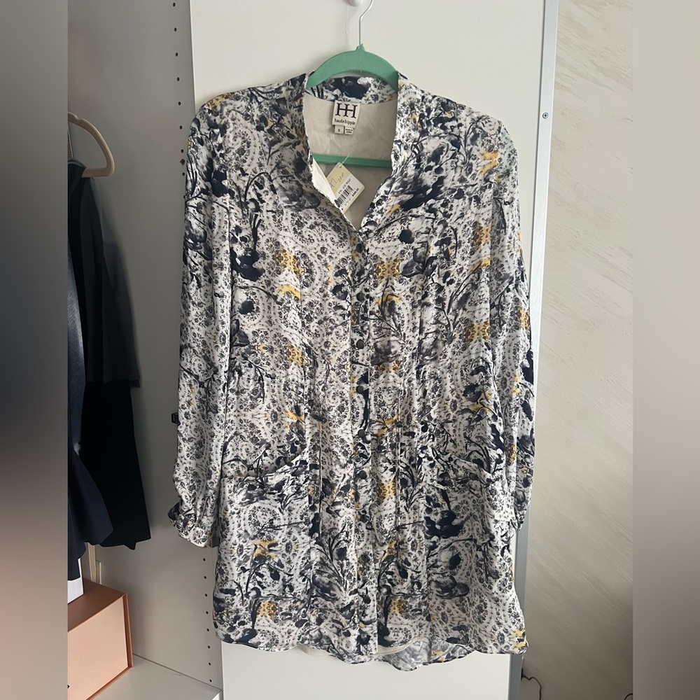 Haute Hippie Silk Abstract Print Shirt Dress